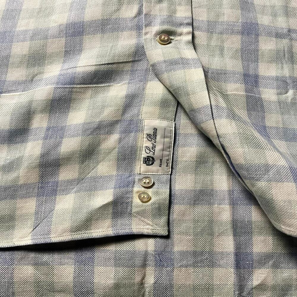 Loro Piana Luxury Linen Shirt Pastel Gingham Plaid Heritage Bespoke Men's XL - Picture 6 of 10